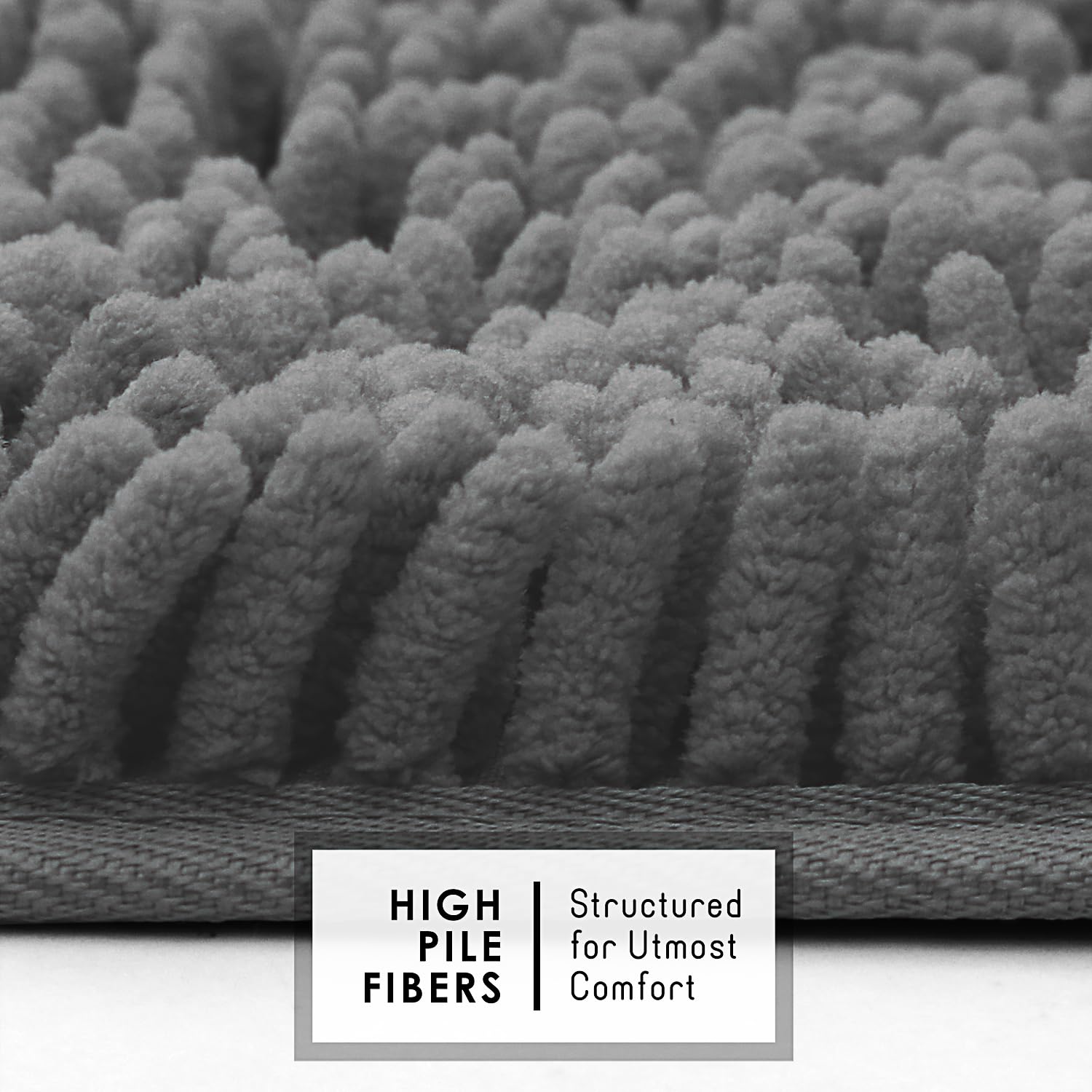 Hearth & Harbor Bathroom Rugs, Chenille Bath Mat - Machine Washable Bath Mats For Bathroom Non-Slip Backing Rubber, Quick Dry Ba