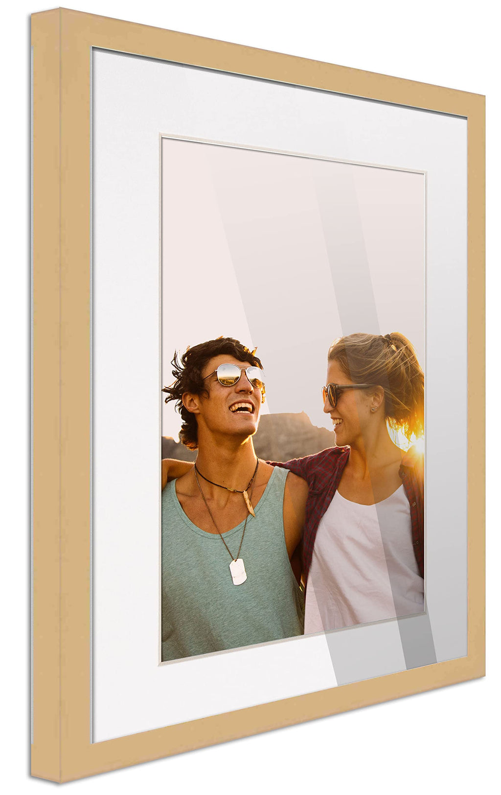 10X15 Frame Natural Wood With White Mat | 12X17 Frame Matted To 10X15 | Display Your Photo Under Uv Acrylic Shatter Guard Front,