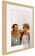 10X15 Frame Natural Wood With White Mat | 12X17 Frame Matted To 10X15 | Display Your Photo Under Uv Acrylic Shatter Guard Front,