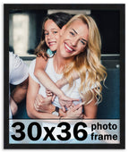 30x36 Frame Black Picture Frame - Complete Modern Photo Frame Includes UV Acrylic Shatter Guard Front, Acid Free Foam Backing Bo