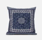HomeRoots Bright Blue Yellow 16â€ Indigo White Holy Floral Zippered Suede Throw Pillow