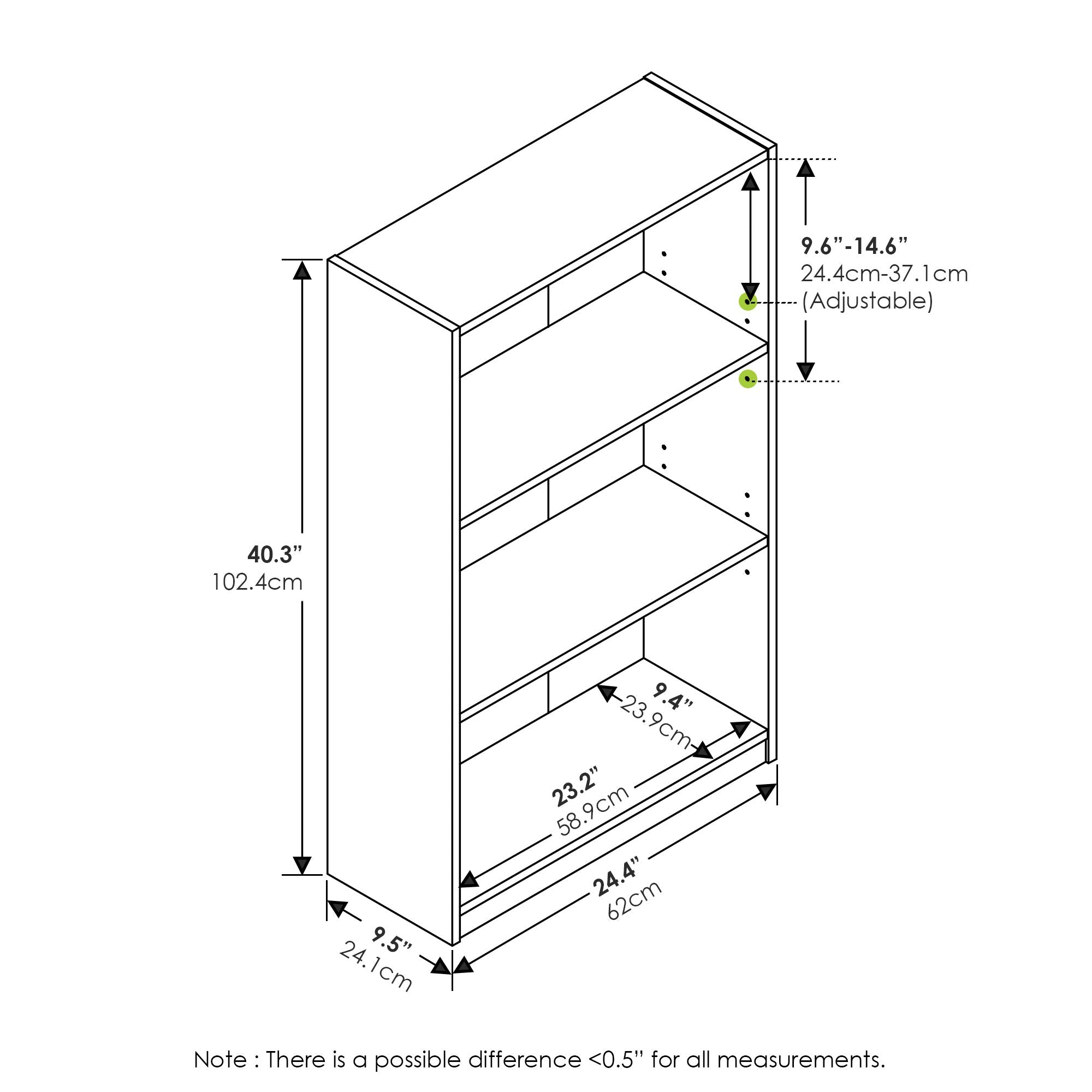 Furinno Jaya Simply Home Adjustable Shelf Bookcase, 3-Tier, Amber Pine