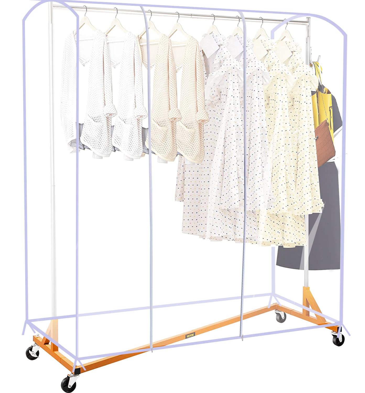 Ruibo Clear Garment Rack Cover For Clothes Rack Cover With 2 Durable Zipper/Clothing Waterproof, Dustproof Protector (S:47.2X20X