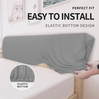 Easy-Going Stretch Bed Headboard Cover,Small Square Jacquard Headboard Slipcover, Dustproof Bed Head Cover For Bedroom (Full,Lig