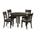 East West Furniture BOLY5-CAP-LC 5 Piece Modern Dining Table Set Includes a Round Kitchen Table and 4 Faux Leather Dining Room Chairs, 42x42 Inch, Cappuccino