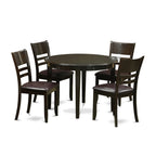 East West Furniture BOLY5-CAP-LC 5 Piece Modern Dining Table Set Includes a Round Kitchen Table and 4 Faux Leather Dining Room Chairs, 42x42 Inch, Cappuccino