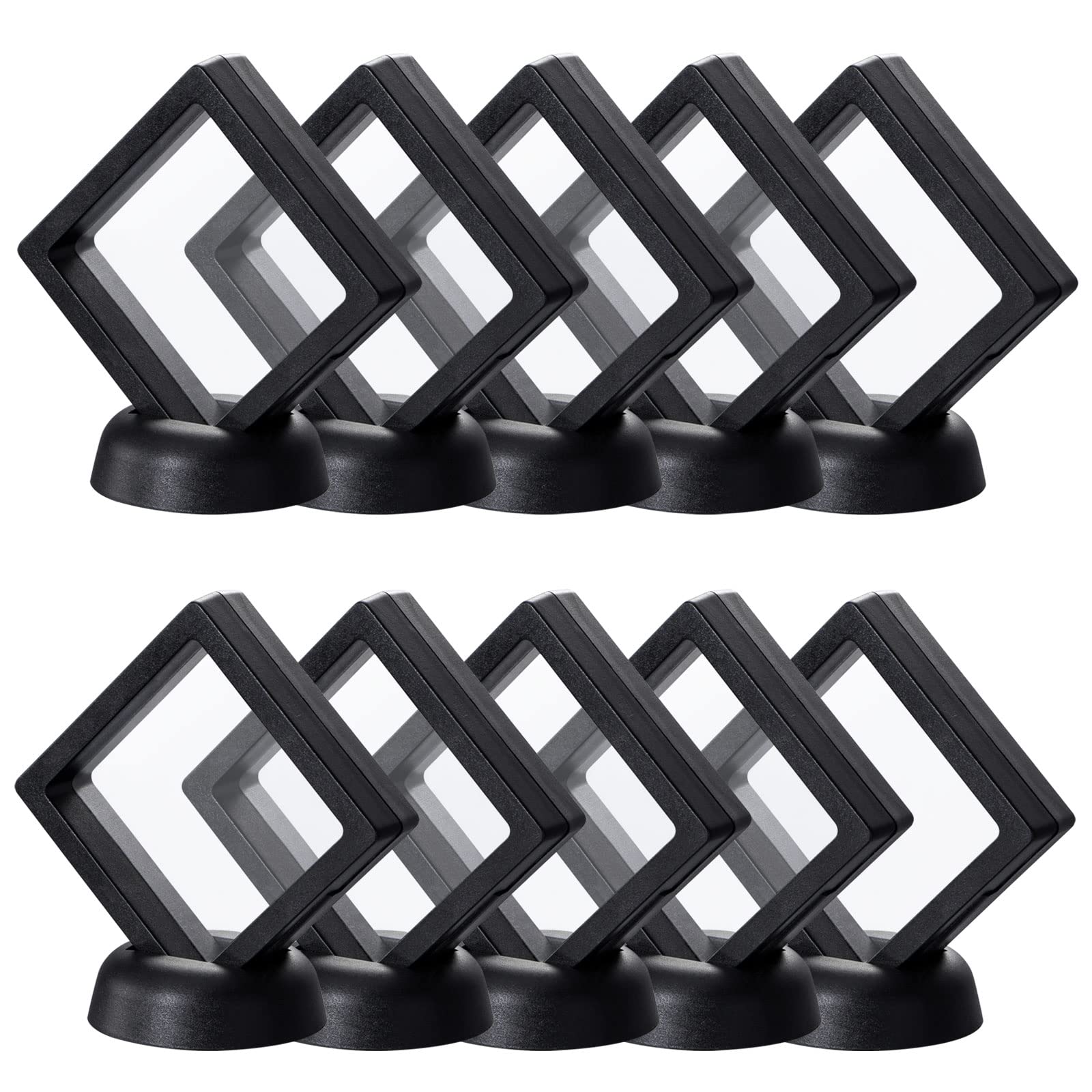 Uceoo Black 3D Floating Frames, 10 Pack 3.5  3.5  0.8   /90X90X20Mm Challenge Coin Holder Coin Floating Display Frame With Base