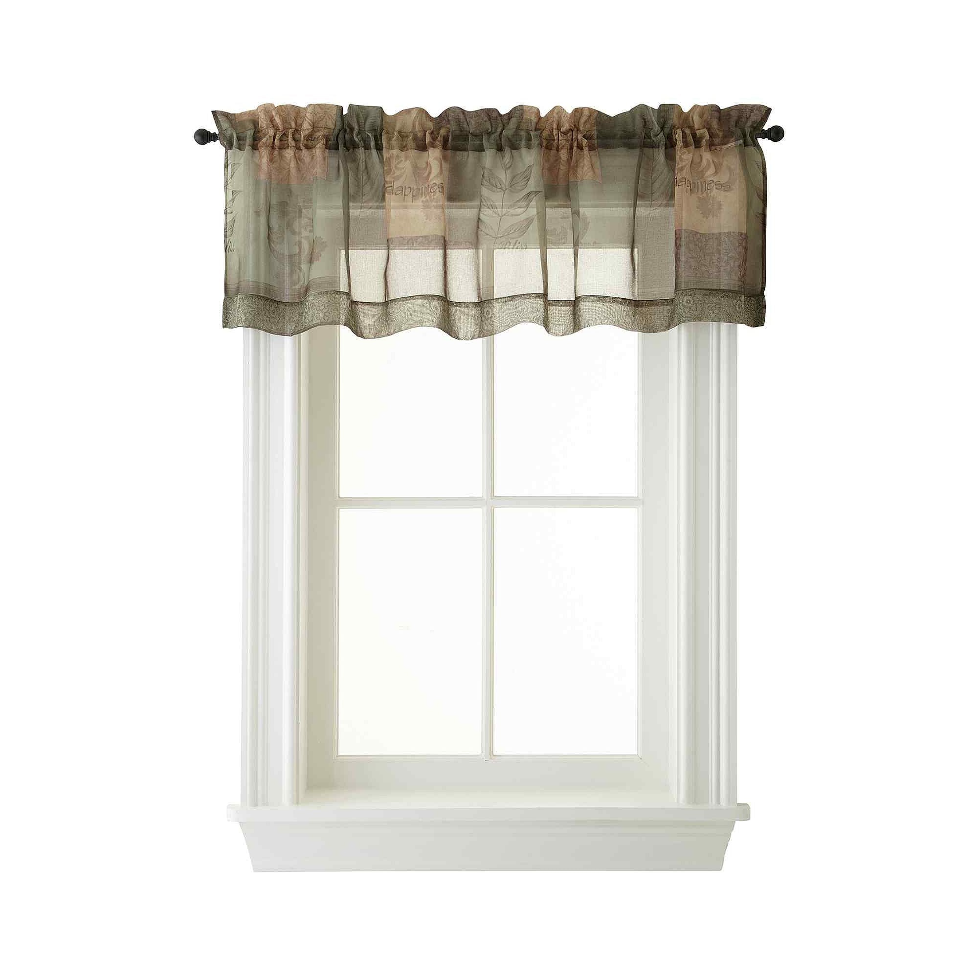 No. 918 Eden Inspirational Patchwork Semi-Sheer Rod Pocket Kitchen Curtain Valance, 56 x 14, Multi