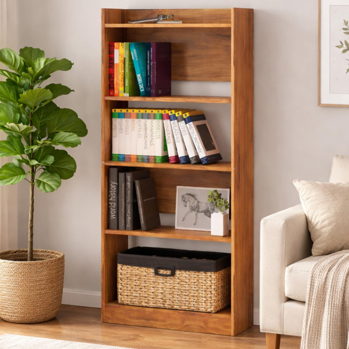 Callas Bookshelf for Home  5 Tier Books Rack for Study Room Multipurpose Open Shelf for Home, Office, School Engineered Wood Bo
