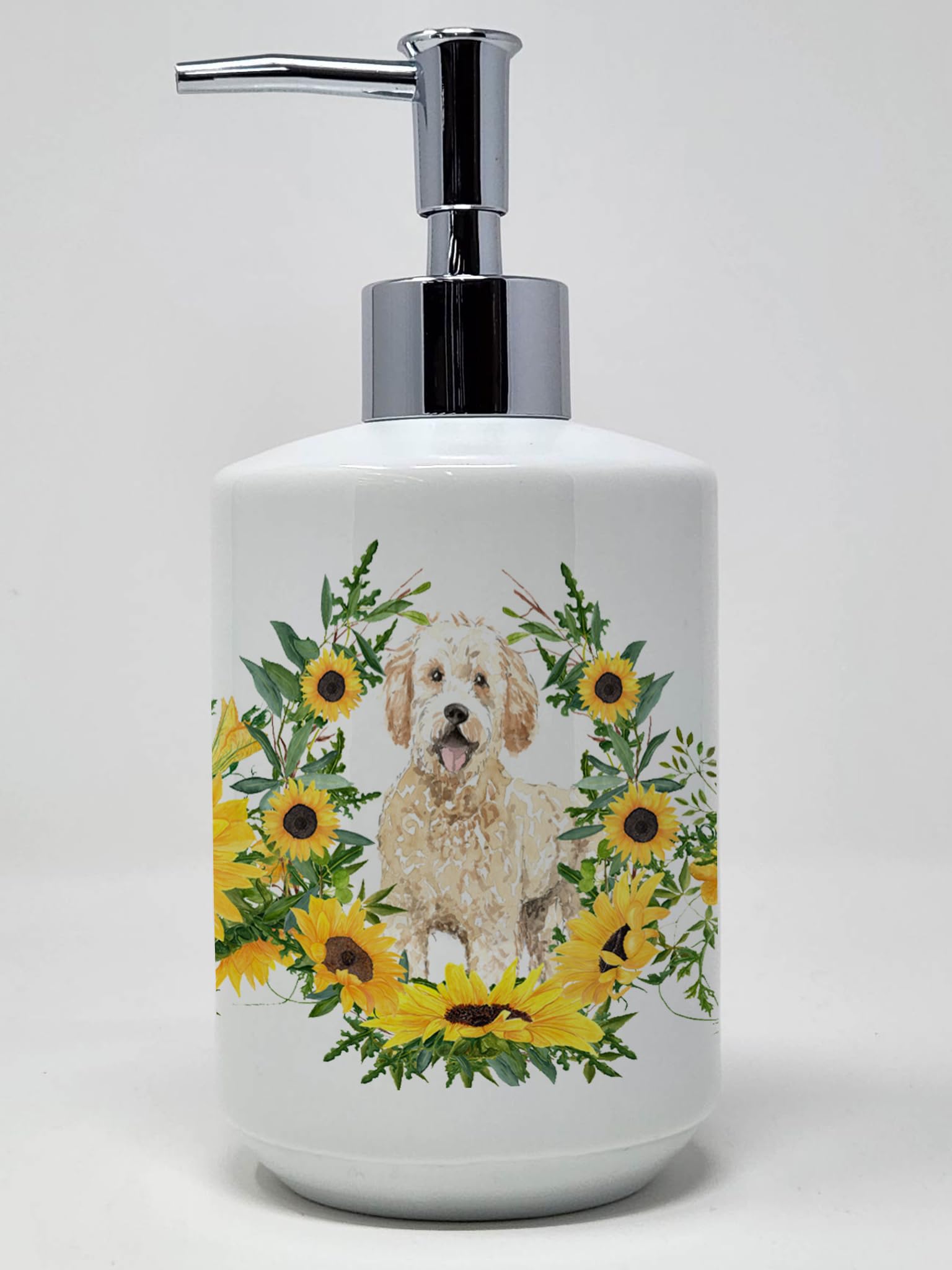 Caroline's Treasures CK2978SOAP English Pointer in Sunflowers Ceramic Soap Dispenser Hand Soap Dispenser Pump Bottles for Bathro