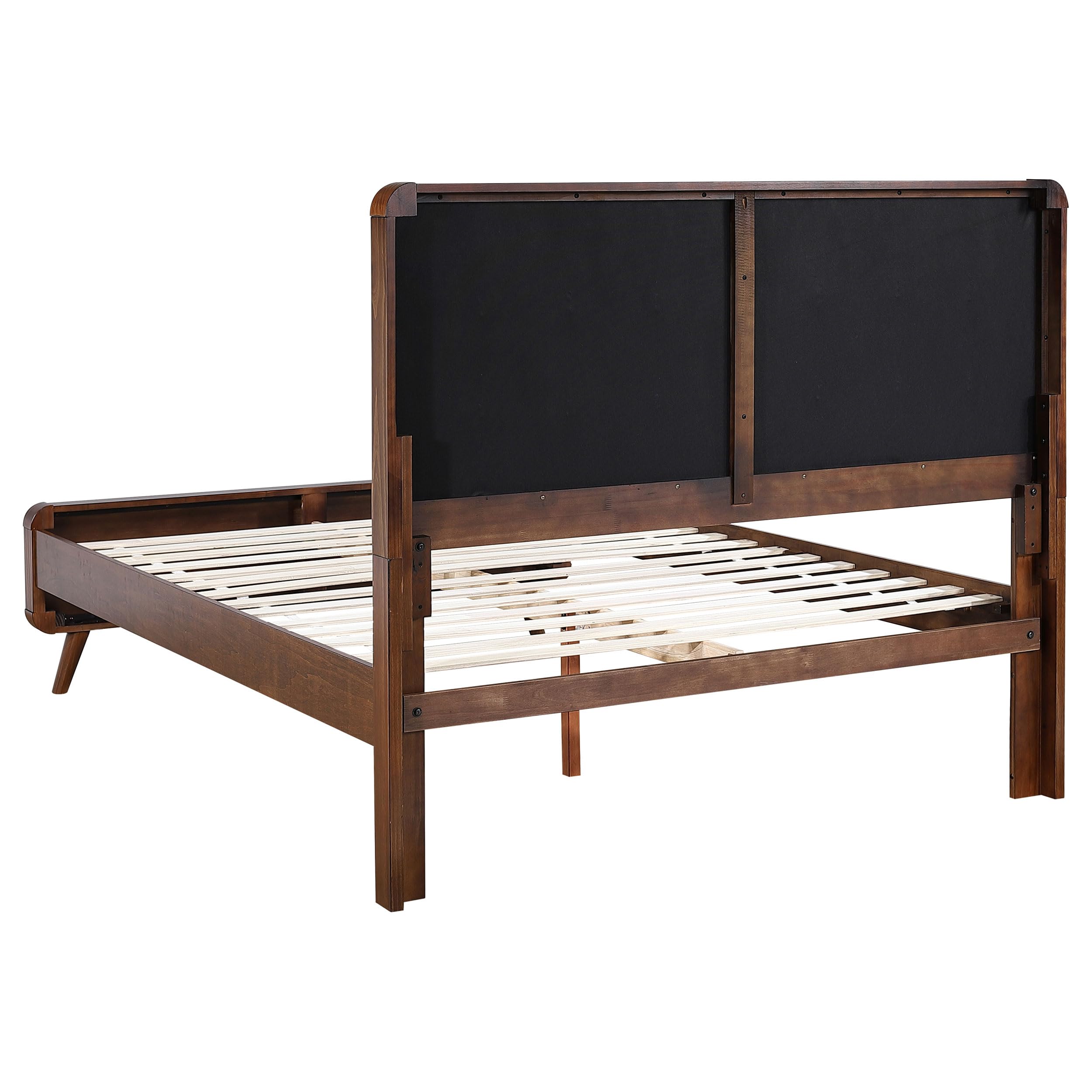 Coaster Home Furnishings Robyn Contemporary 5-Piece Bedroom Set Fabric Upholstered Queen Size Panel Bed Frame 53-inch Headboard Dark Walnut 205131Q-S5