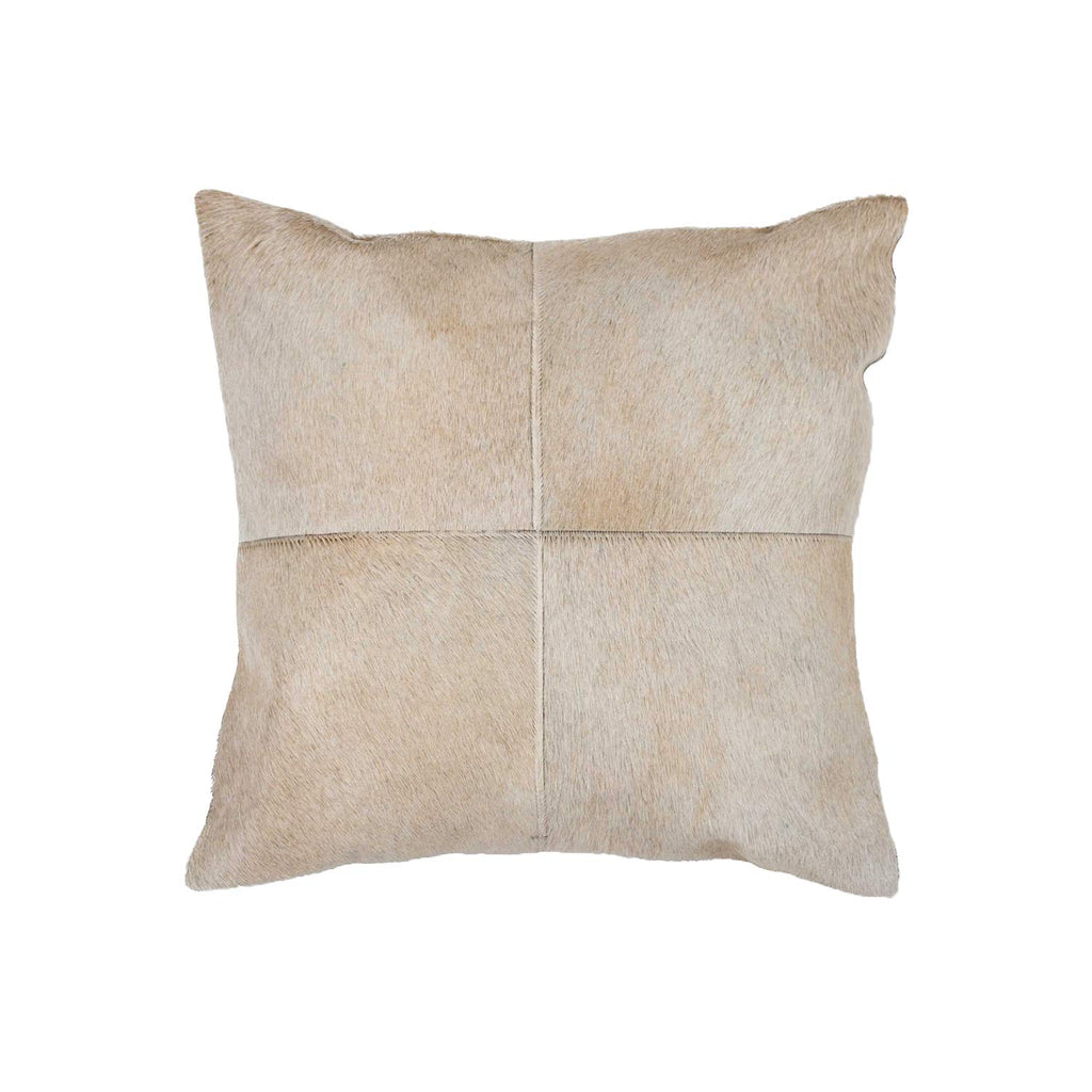 HomeRoots Cowhide, Microsuede, Polyfill 18' x 18' x 5' Natural Quattro - Pillow