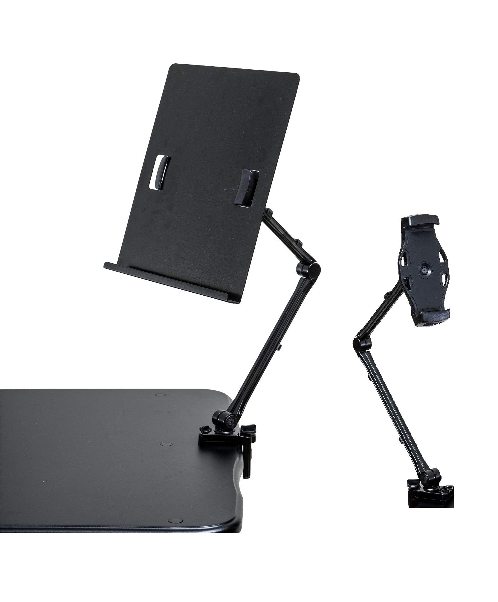 Trendesks Document Copy Holder And Tablet/Cellphone Holder 2-In-1 (Black), Full Motion, Pull To Adjust Height, Angle And Directi