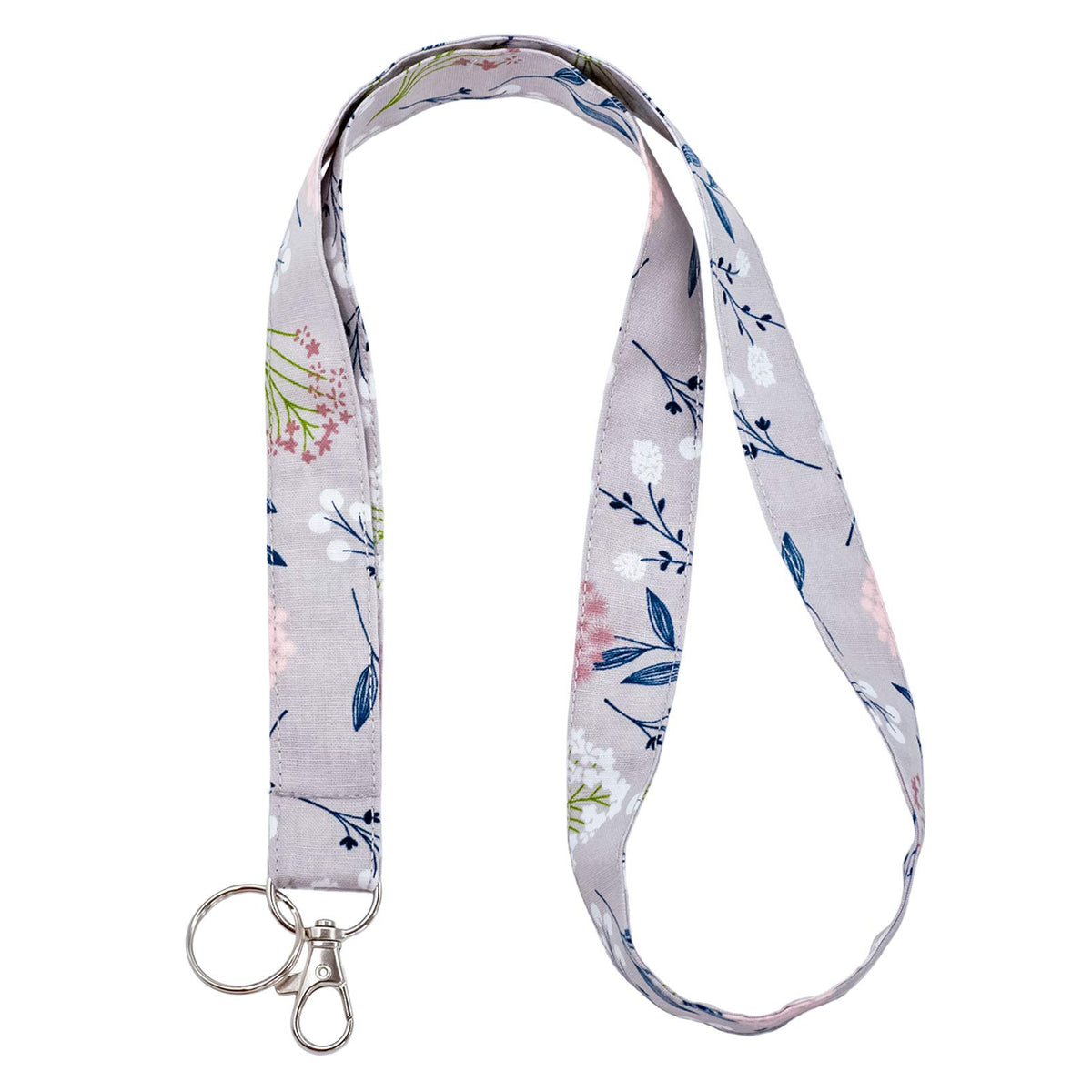 Lnkre Jewelry Floral Lanyards Keychain Neck Office Gray Flowers Cute Lanyard For Id Badge Holder,Keys,Card,Cell Phone,Wallet For