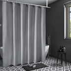 AooHome Light Grey Stall Size Bathroom Curtain for Hotel, Fabric Shower Liner with Hooks for Hotel, Water Repellent, 54 Width x 