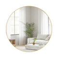 Umbra Hubba Round Wall Mirror with Metallic Frame, Modern Style for Bathroom, Entryway, Living Room and More, 34-Inch, Brass