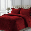 Tribeca Living Veniceduvet Venice Velvet Oversized Solid Duvet Set, Twin, Burgundy