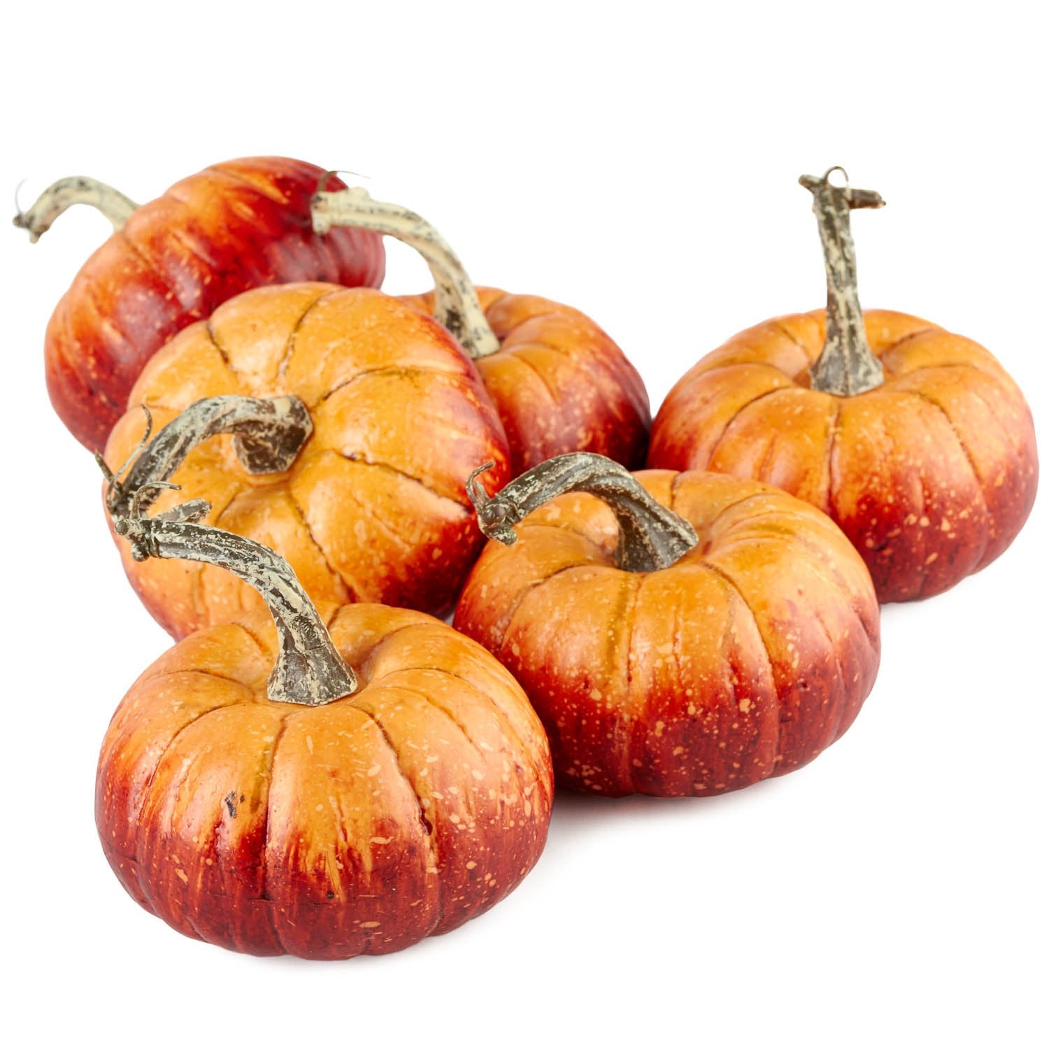 Factory Direct Craft Package of 6 Rustic Artificial Pumpkins for Halloween, Fall and Thanksgiving Decorating