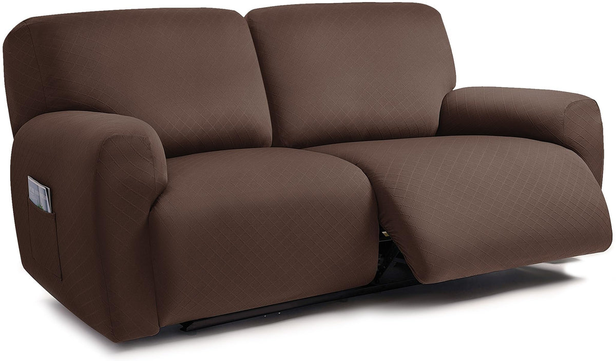 ULTICOR Squared Jacquard Design Extra Wide 75'' - 100'', Reclining 2 Seater Sofa, Extra Wide 6-Piece Reclining LoveSeat Slipcove