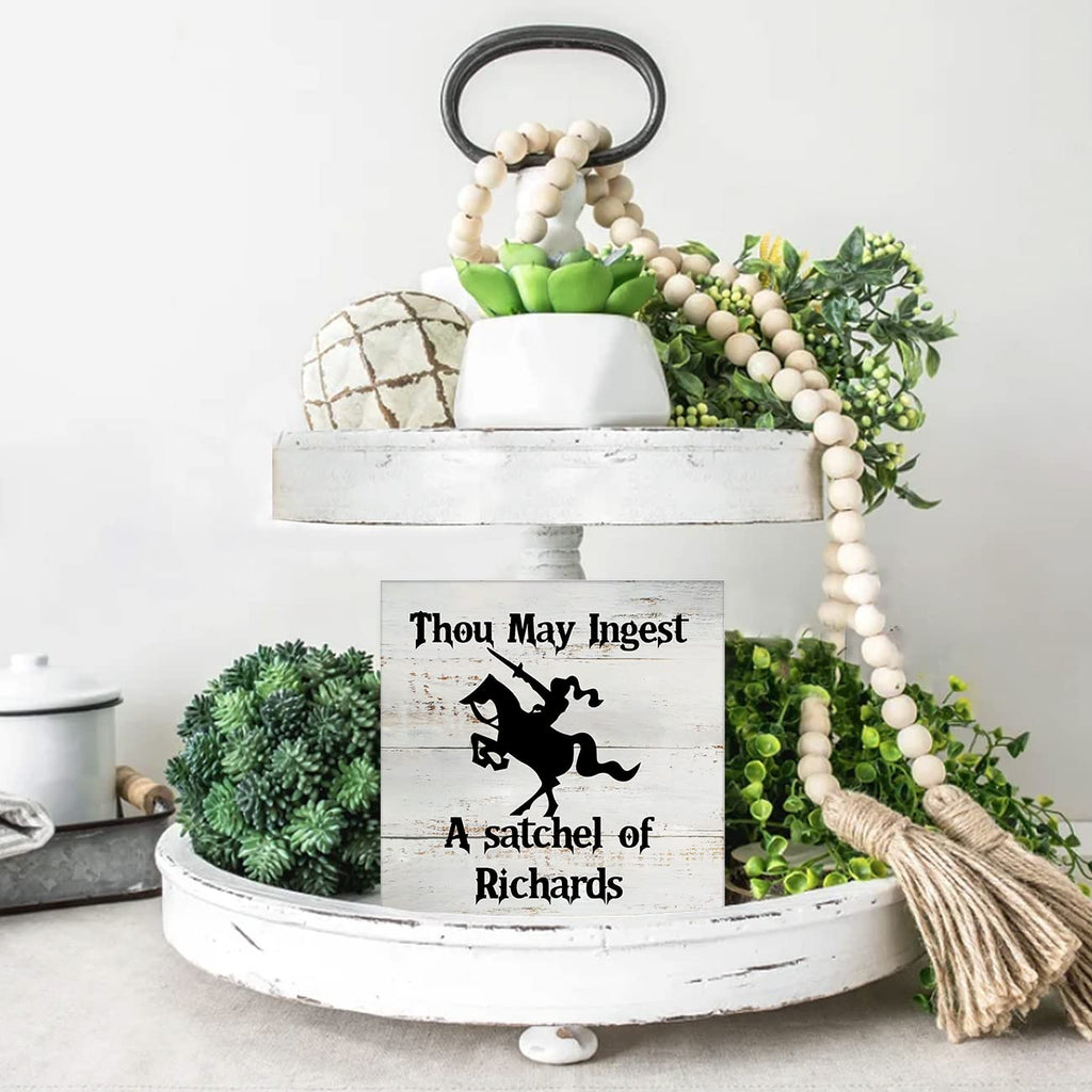 Sarcastic Kitchen Wooden Box Sign Desk Decor Rustic Funny Thou May Ingest A Satchel Of Richards Wood Block Plaque Box Sign For H