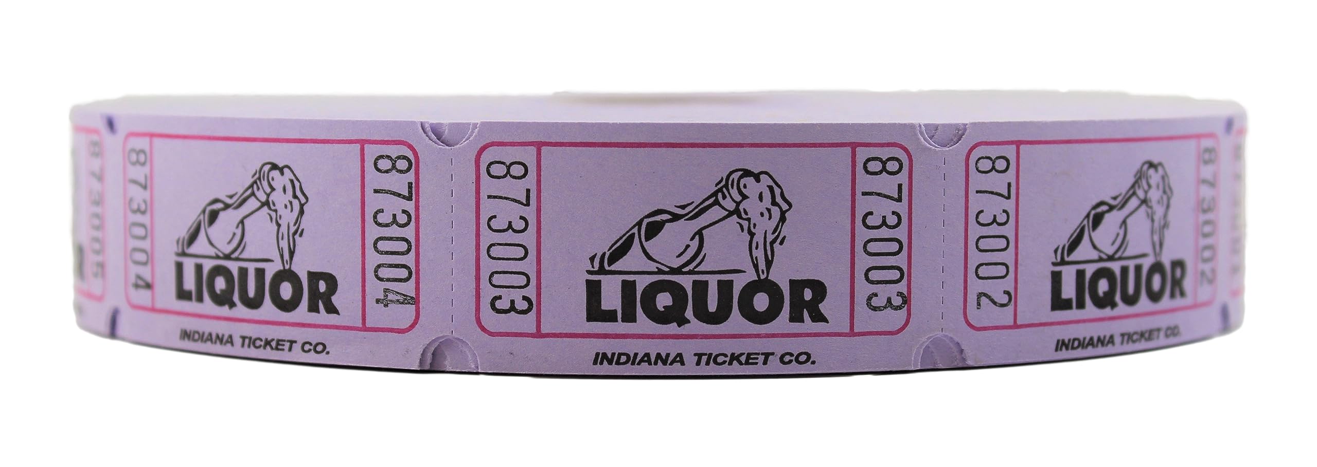 Indiana Ticket Co. Lt.Purple Liquor Roll Tickets, 2000 Per Roll, Single Roll, 1X2 Tickets For Free Liquor Giveaways