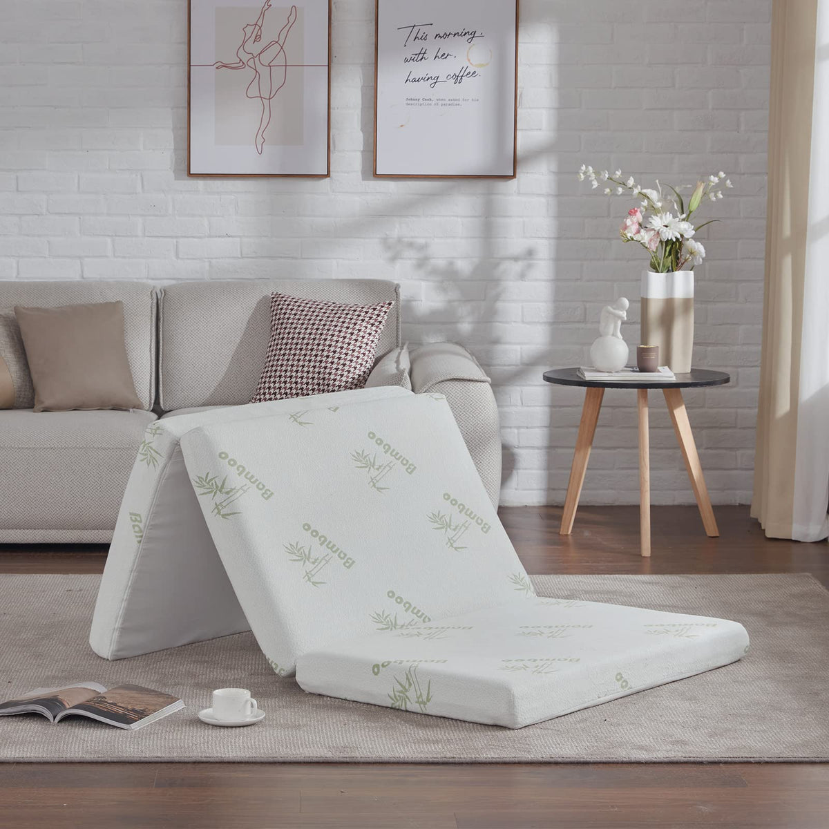 Sinweek Foam Folding Mattress With Storage Bag, 4 Inch Foldable Mattress Trifold Mattress Topper, Certipur-Us Certified Floor Ma