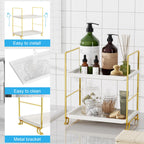 Fsyueyun 2-Tier Bathroom Countertop Organizer, Tool-Less Installation Premium Plastics Makeup Perfume Organizer Skincare Shelf F