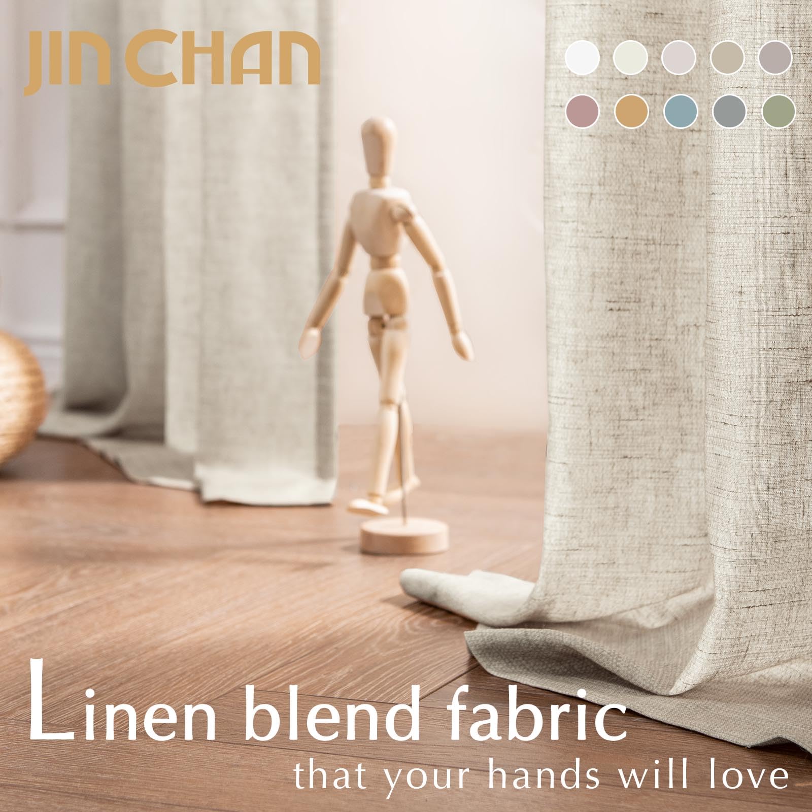 Jinchan Linen Blend Curtains 84 Inches Long For Living Room Oat Farmhouse Rod Pocket Back Tab Light Filtering Window Drapes For Bedroom Curtains 2 Panels