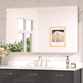 Keonjinn 48 x 30 Brushed Nickel Bathroom Mirrors for Over Sink, Large Rounded Rectangle Bathroom Vanity Mirror, Modern Decorativ