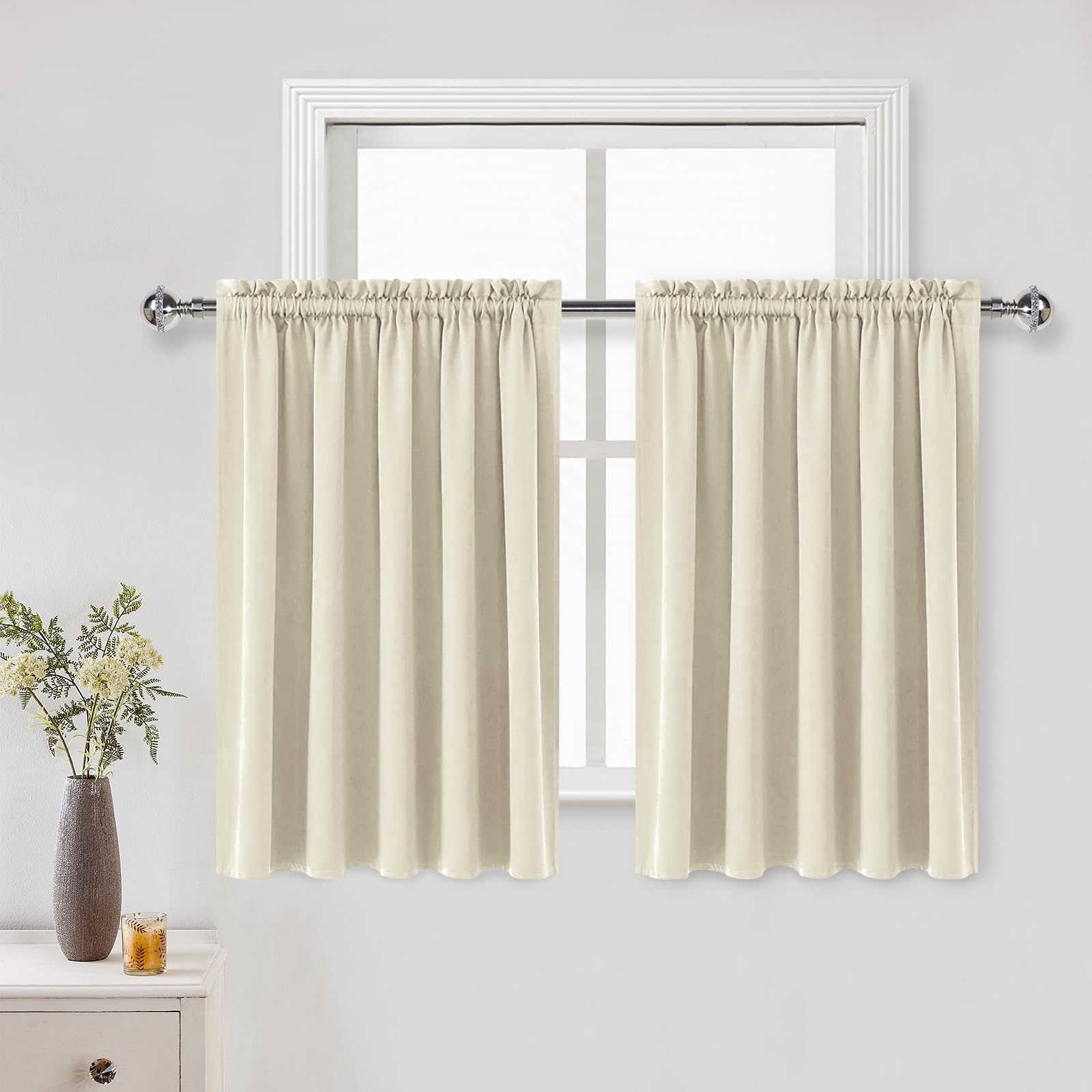 Dwcn Blackout Curtains For Living Room Thermal Insulated, Energy Saving & Noise Reducing Bedroom Curtains, Light Beige, W 52X L
