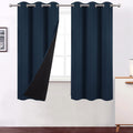LEMOMO Navy Blue Curtains 63 Inch Length 100% Blackout Curtains 2 Panels with Black Liner/Double Layer Full Room Darkening Bedro