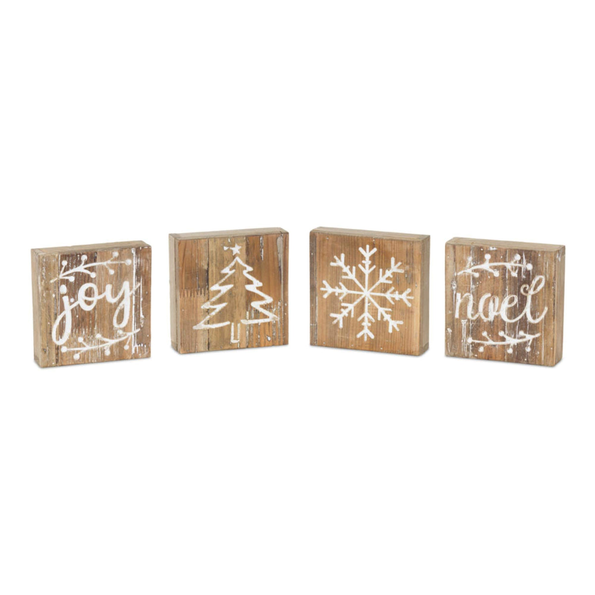 Christmas Plaque (Set Of 8) 6'Sq Wood