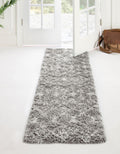 Rugs.com Moroccan Trellis Shag Collection Rug - 2 x 7 Runner Gray Shag Rug Perfect for Living Rooms, Large Dining Rooms, Open 