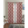 Cortina semi Sheer 2 Piece Leaf Design Panel Eyelet Polyester Door Curtain  7Feet, Pink