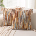 Wanlird Boho Throw Pillow Covers 18X18 Set Of 2 Woven Tufted Farmhouse Pillows Cover With Tassels Textured Striped Cushion Case