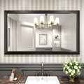 Amorho Black Bathroom Mirror, 55x32 Inch Thick Metal Framed Wall Mirrors for Over 2 Sinks, Bedroom, Living Room, Entryway, Large