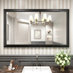 Amorho Black Bathroom Mirror, 55x32 Inch Thick Metal Framed Wall Mirrors for Over 2 Sinks, Bedroom, Living Room, Entryway, Large