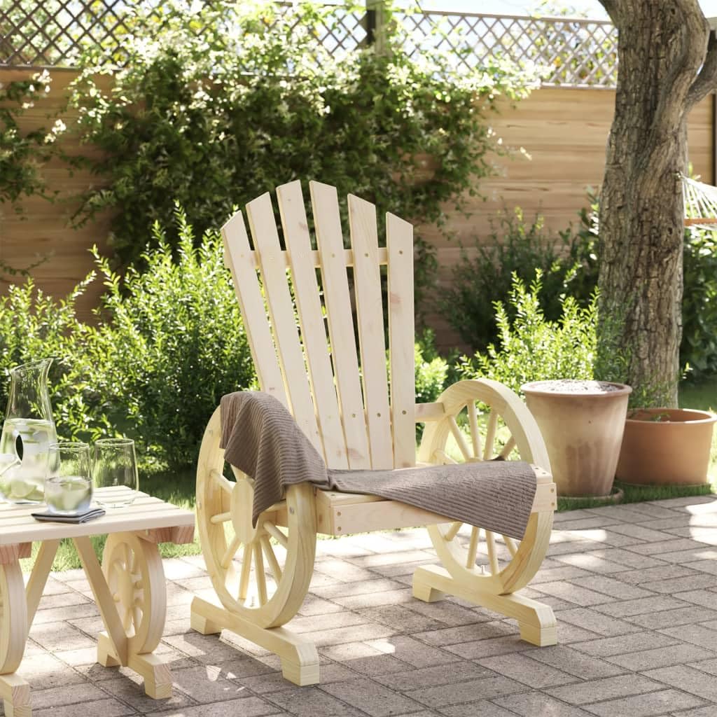 vidaXL Patio Adirondack Chair-Brown Solid Fir Wood-Ergonomic Outdoor Seating for Garden, Deck, Poolside-24.8”Wx39”H