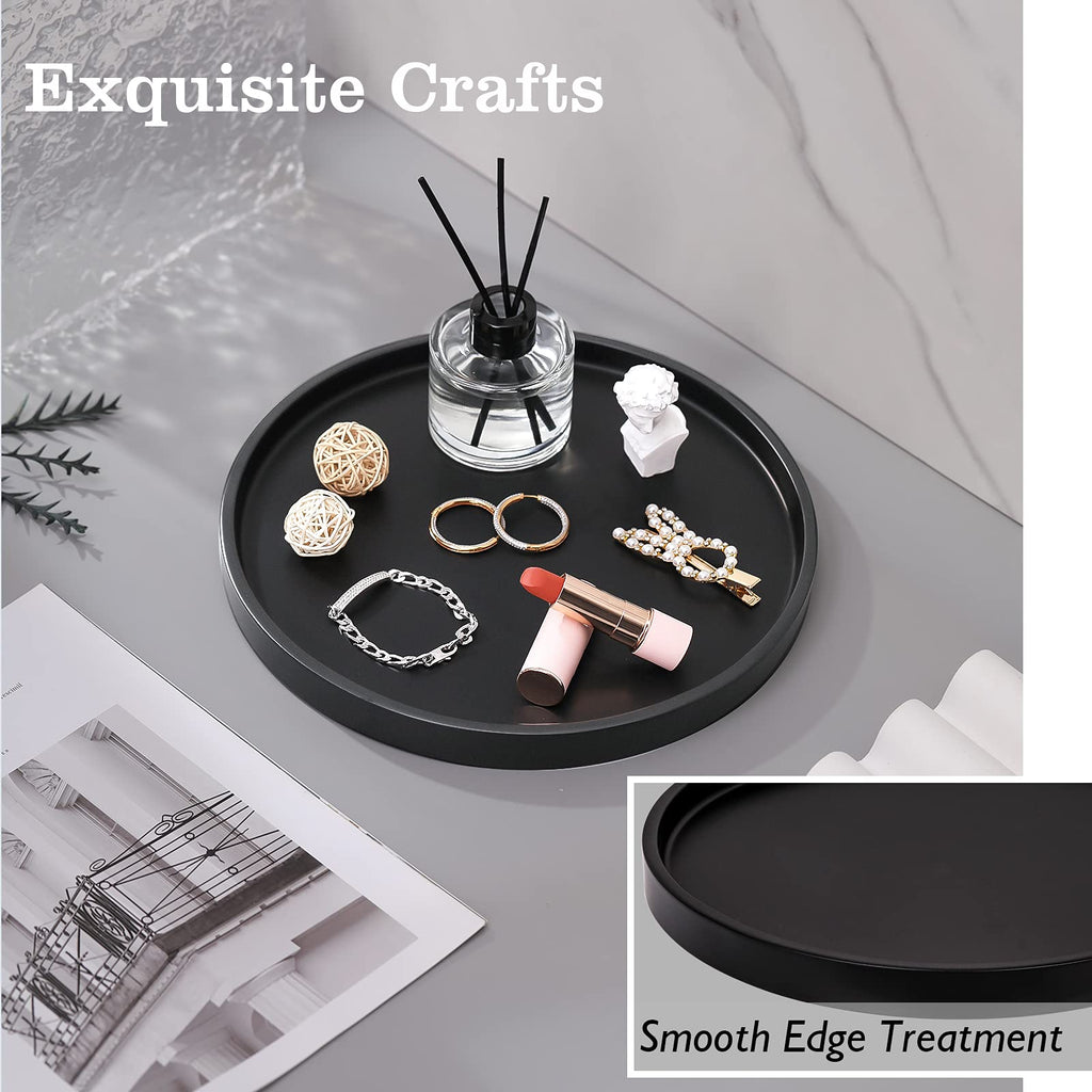 Emibele Vanity Tray, Resin Round Tray Decorative Storage Organizer For Bathroom Toilet Tank Bedroom Kitchen Countertop, Jewelry