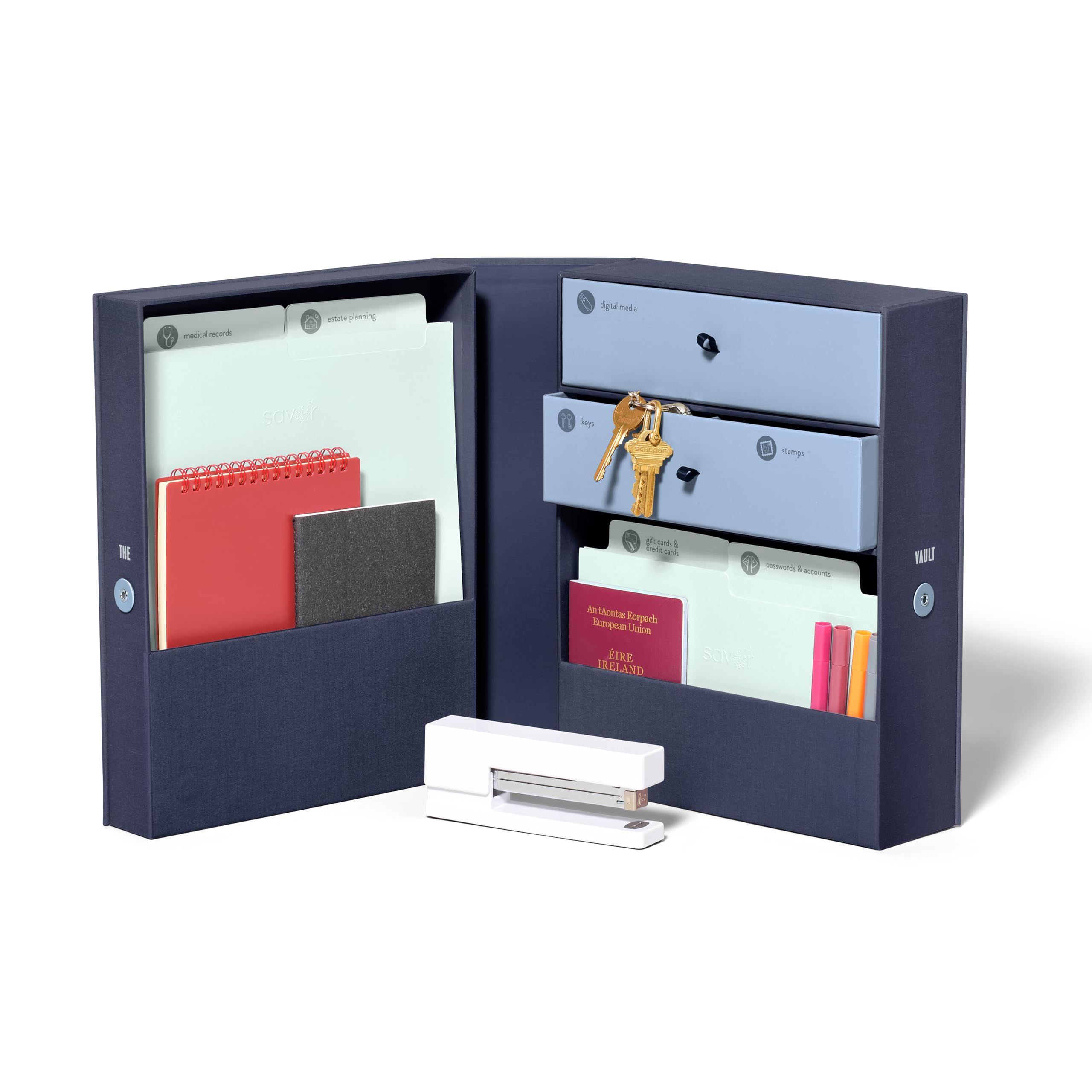 Savor | All-In-One Desk Organizer | Blue - Keep Desk, Office, And Home Organized All-In-One Storage System For Important Files,