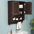 Choochoo Bathroom Wall Cabinet With Towels Bar, 23.6' L X7.9 W X27.5 H Mdf Material Medicine Cabinet, 2 Doors Over The Toilet Space Saver Storage Cabinet With Large Space, Espresso