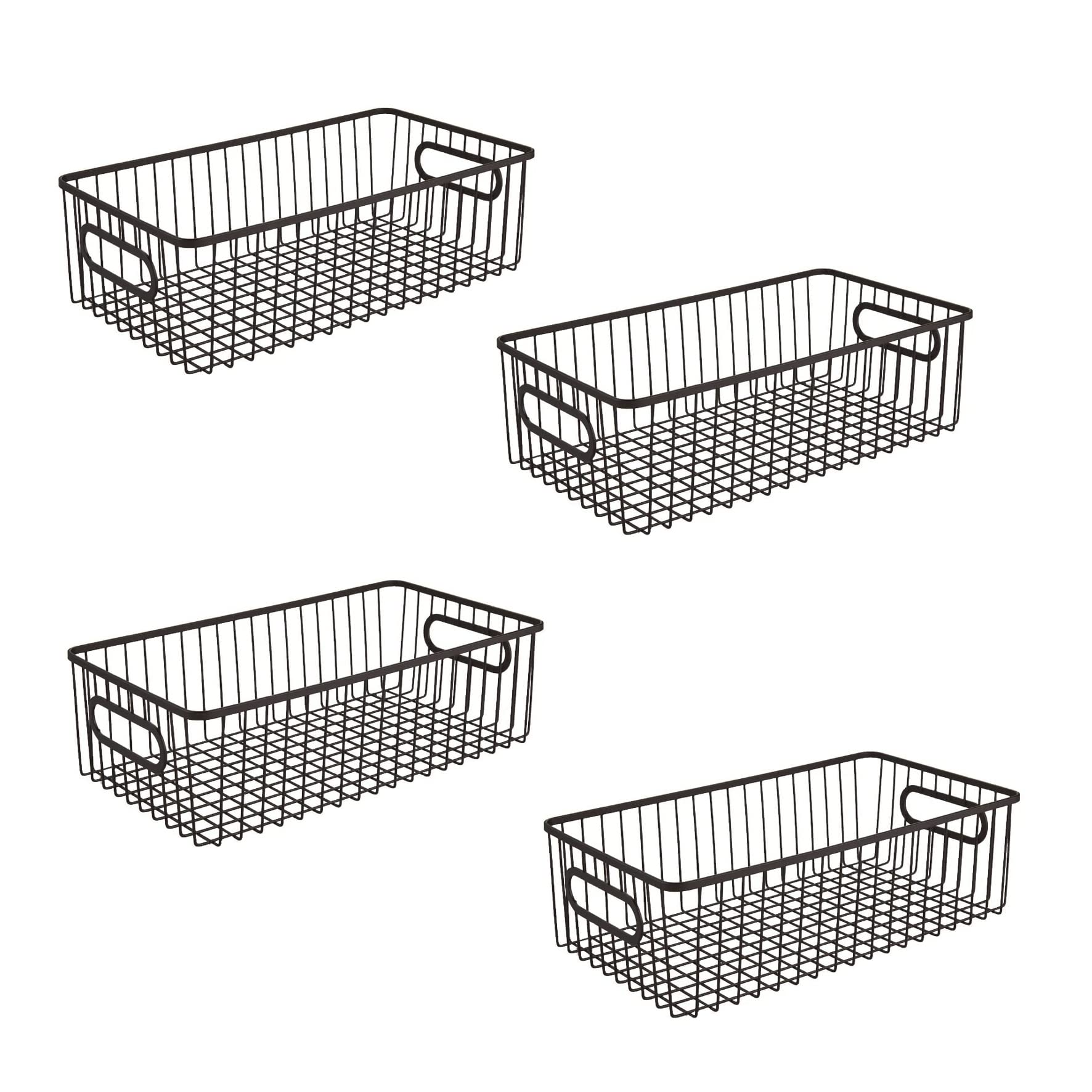 Bianco 16 Metal Farmhouse Kitchen Pantry Food Storage Organizer Basket Bin  Wire Grid Design For Cabinets, Cupboards, Shelves,