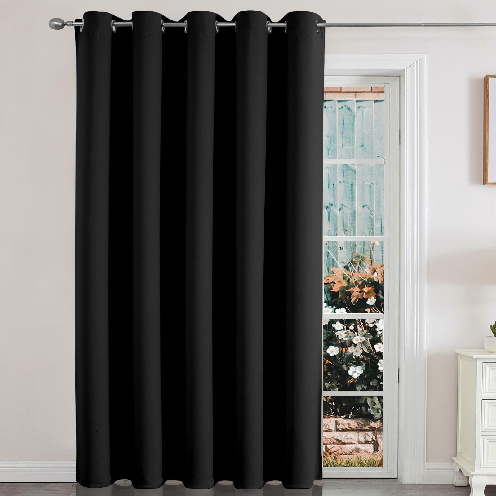 Joydeco Sliding Door Curtains, Black Curtains 70 X 108 Inches, Extra Wide Curtains For Patio Sliding Door Living Room, Room Divi