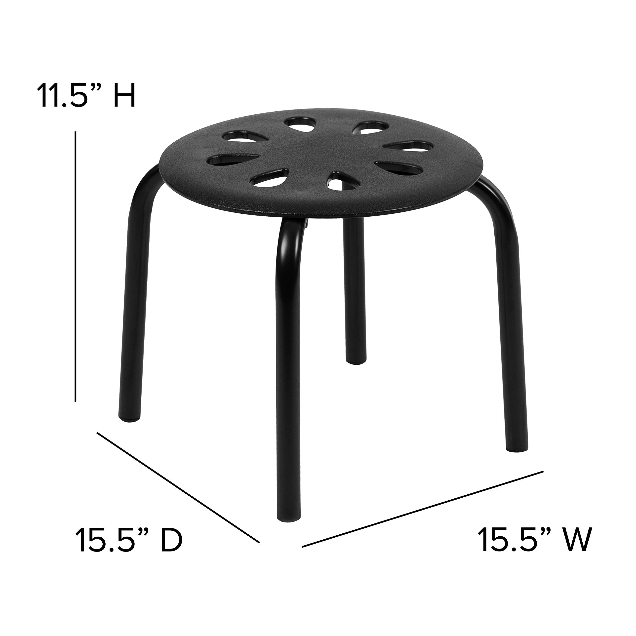 Flash Furniture Bentley Plastic Nesting Stack Stools, 11.5&quot;Height, Black (5 Pack)