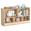 KOTEK Kids Storage Organizer, 5 Cubby Kids Bookshelf, Wooden 2-Layer Bookcase Storage Cabinet, Toy Shelf for Daycare, Nursery, S
