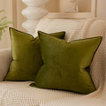 Juspurbet Olive Decorative Velvet Throw Pillow Covers 16X16 Inch Set Of 2,Broadside Soft Cushion Case With Invisible Zipper For