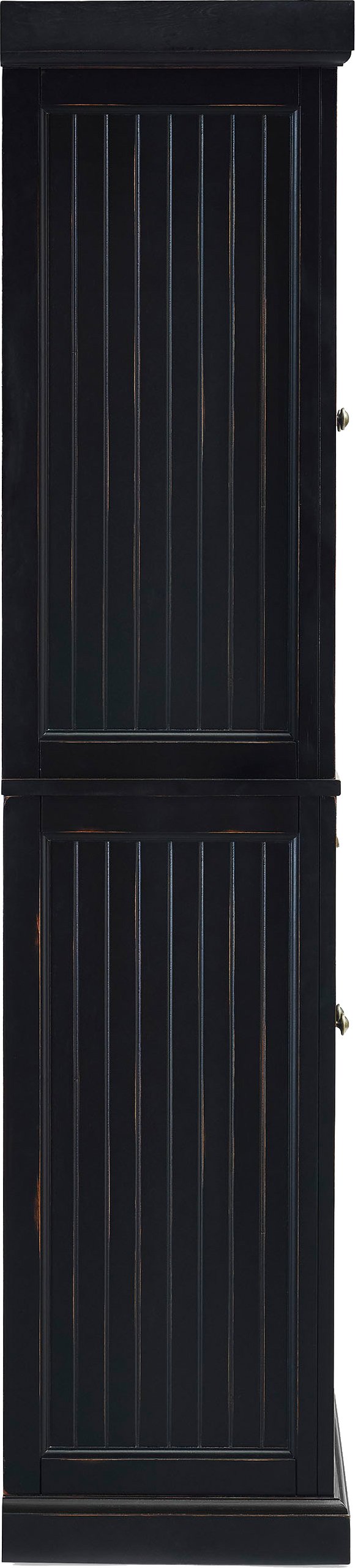 Crosley Furniture Seaside Coastal Pantry Storage Cabinet With Shelves, Kitchen, Dining, Or Laundry Room, Distressed Black