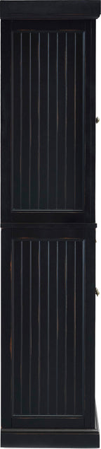 Crosley Furniture Seaside Coastal Pantry Storage Cabinet With Shelves, Kitchen, Dining, Or Laundry Room, Distressed Black