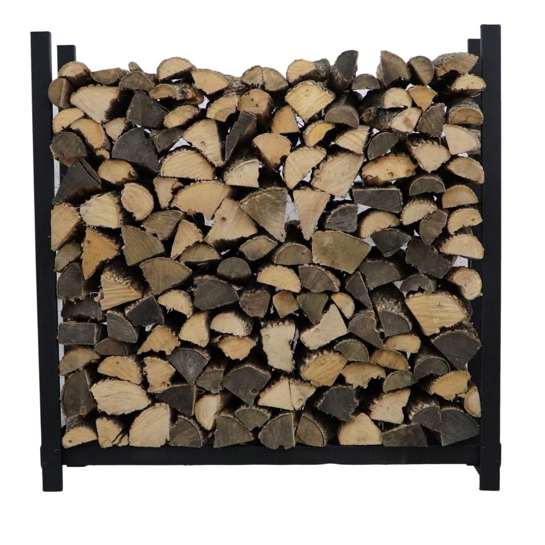 Woodhaven Black 4 Foot - Heavy Duty Made In Usa - Indoor Outdoor - 1/4 Cord Firewood Storage Log Rack With Optional Seasoning Co