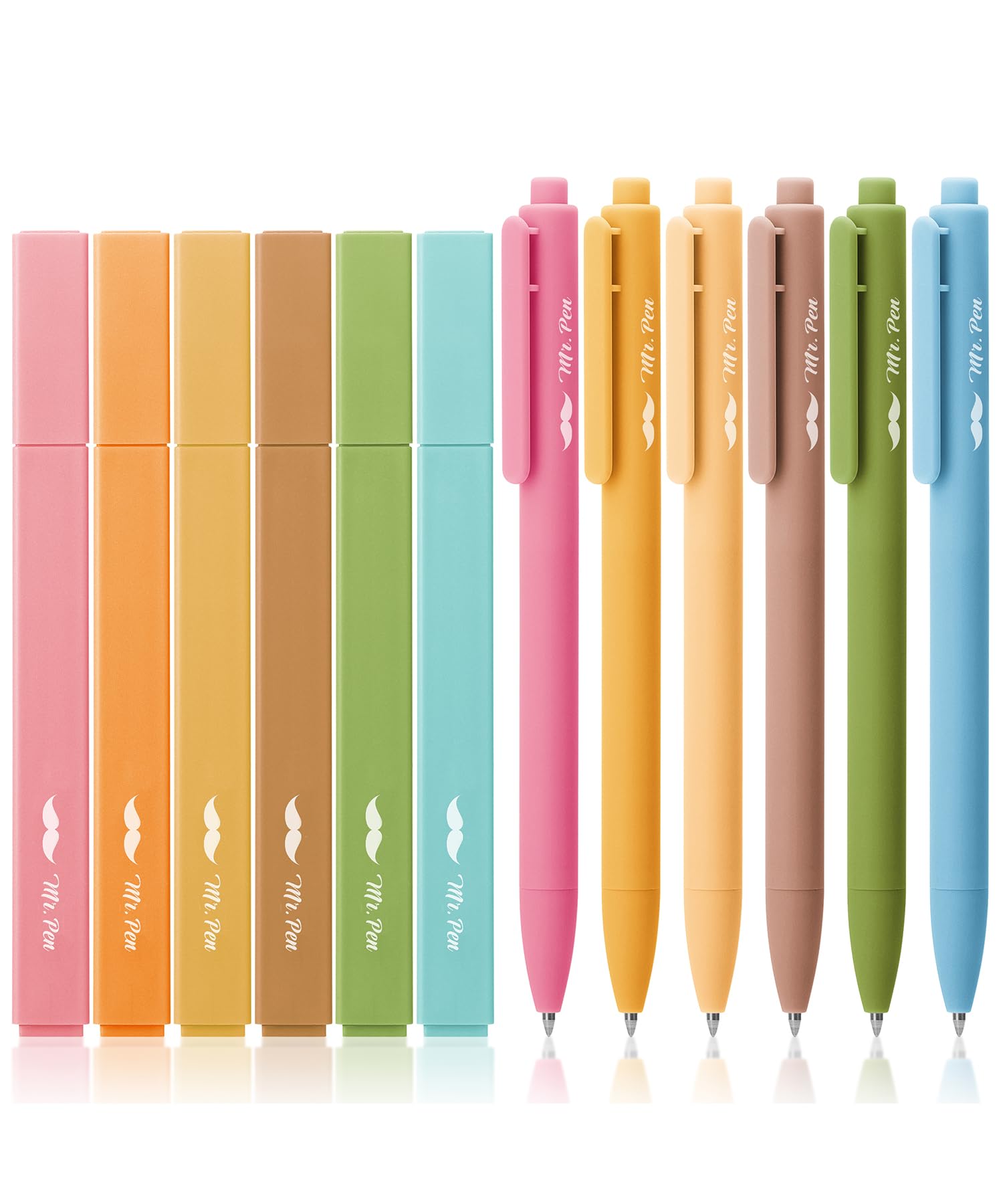 Mr. Pen- Aesthetic Highlighters And Gel Pens, 12 Pack, Bright Colors No Bleed, Colorful Ink, Cute Pens For Bibles